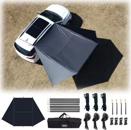 Copertină auto impermeabilă montată pe SUV – protecție solară laterală pentru camping și off-road