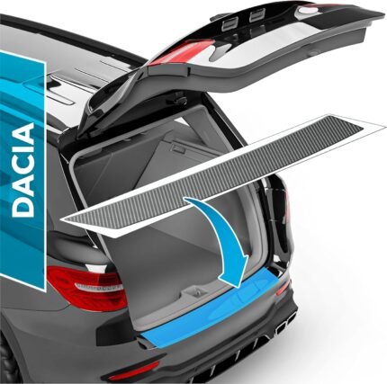 Folie de protecție prag portbagaj uProtect pentru Dacia Jogger I 2022-2025 - Protecție bară de protecție, protecție zgârieturi, folie de protecție vopsea - Autoadezivă aspect carbon