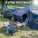 Cort spate TIMBER RIDGE pentru 5 persoane cu verandă cu plasă de protecție și baldachin, cort de camping SUV pentru furgonetă sau mașină, include husă de ploaie și geantă de depozitare, 397 cm x 305 cm x 220 cm