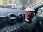 Suport auto pentru pahare CraVeDRIVE, cu ventilație rotundă | Compatibil cu Dacia Duster 2 etc. | Suport auto negru pentru ventilație