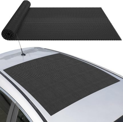 Folie protectiva antiderapantă pentru acoperișul mașinii, tăiată la dimensiune, model grilă PVC, impermeabilă, substanță antiderapantă pentru mașină, portbagaj, covor, bucătărie, sertar etc. - 90 x 100 cm.