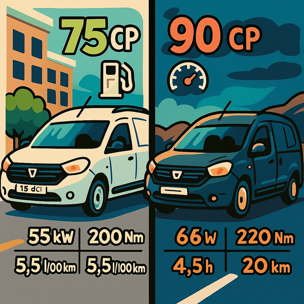 Dacia Dokker: Diferențele între motoarele de 75 CP și 90 CP