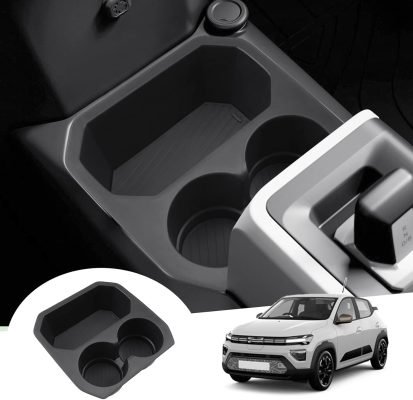 [Facelift 2025] GAFAT Dacia Spring Electric EV 2025 2026 Cutie de depozitare consolă centrală, Tavă organizator consolă centrală inferioară cu 2 suporturi pentru băuturi, Accesorii Dacia Spring 2025