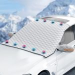 XFEU_sp Husă Parbriz pentru Dacia Spring 2021-2023 2024 2025, Husă Parbriz Magnetică Pliabilă pentru Geam Auto, pentru Gheață, Praf, Soare, Îngheț, Zăpadă