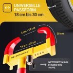 Clemă de parcare HELDENWERK cu gheară de siguranță ridicată și 3 chei - pentru remorcă, autorulotă, caravană, mașină - Gheară anvelopă auto, Gheară auto, Gheară roată pentru lățimea anvelopei de 18-30 cm (galben/roșu)