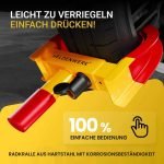 Clemă de parcare HELDENWERK cu gheară de siguranță ridicată și 3 chei - pentru remorcă, autorulotă, caravană, mașină - Gheară anvelopă auto, Gheară auto, Gheară roată pentru lățimea anvelopei de 18-30 cm (galben/roșu)