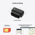Pachet complet Cynatix GPS Tracker 1 an fără abonament pentru mașină, camion, autoutilitară, autorulotă cu urmărire în timp real, urmărire live cu cartelă SIM