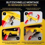 Clemă de parcare HELDENWERK cu gheară de siguranță ridicată și 3 chei - pentru remorcă, autorulotă, caravană, mașină - Gheară anvelopă auto, Gheară auto, Gheară roată pentru lățimea anvelopei de 18-30 cm (galben/roșu)