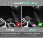 [Facelift 2025] GAFAT Dacia Spring Electric EV 2025 2026 Cutie de depozitare consolă centrală, Tavă organizator consolă centrală inferioară cu 2 suporturi pentru băuturi, Accesorii Dacia Spring 2025