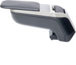 Cotieră RATI ARMSTER 2 compatibilă cu Dacia Spring 2021-2024 [Gri, piele vegană] Cotieră centrală retrofitabilă cu compartiment de depozitare