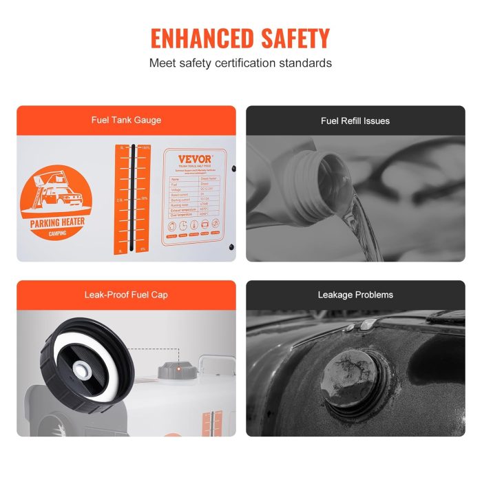 Încălzitor diesel VEVOR 8kW, încălzitor de aer diesel multifuncțional 12V/24V, cu control prin aplicație Bluetooth, telecomandă, ecran de afișare și alarmă CO, încălzitor diesel portabil cu încălzire rapidă pentru vehicule