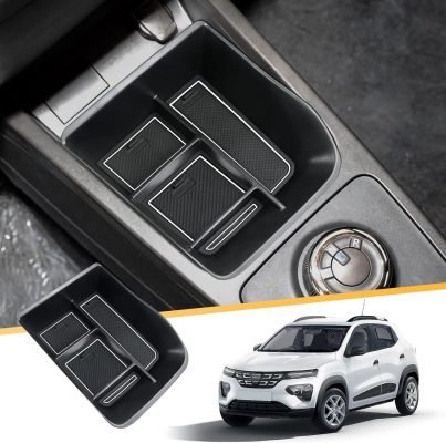 LFOTPP Pentru Dacia Spring Electric EV 2021 2022 2023 Cutie de depozitare consolă centrală, Spring Electric Accesorii Cotiera Centrală Organizator Tavă Consolă Centrală Torpedou (Alb)