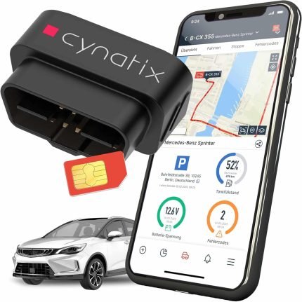 Pachet complet Cynatix GPS Tracker 1 an fără abonament pentru mașină, camion, autoutilitară, autorulotă cu urmărire în timp real, urmărire live cu cartelă SIM