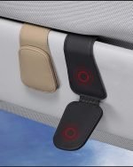 Suport ochelari JEJA pentru parasolar auto, suport ochelari de soare din piele pentru accesorii parasolar auto, clemă pentru card de bilet, negru