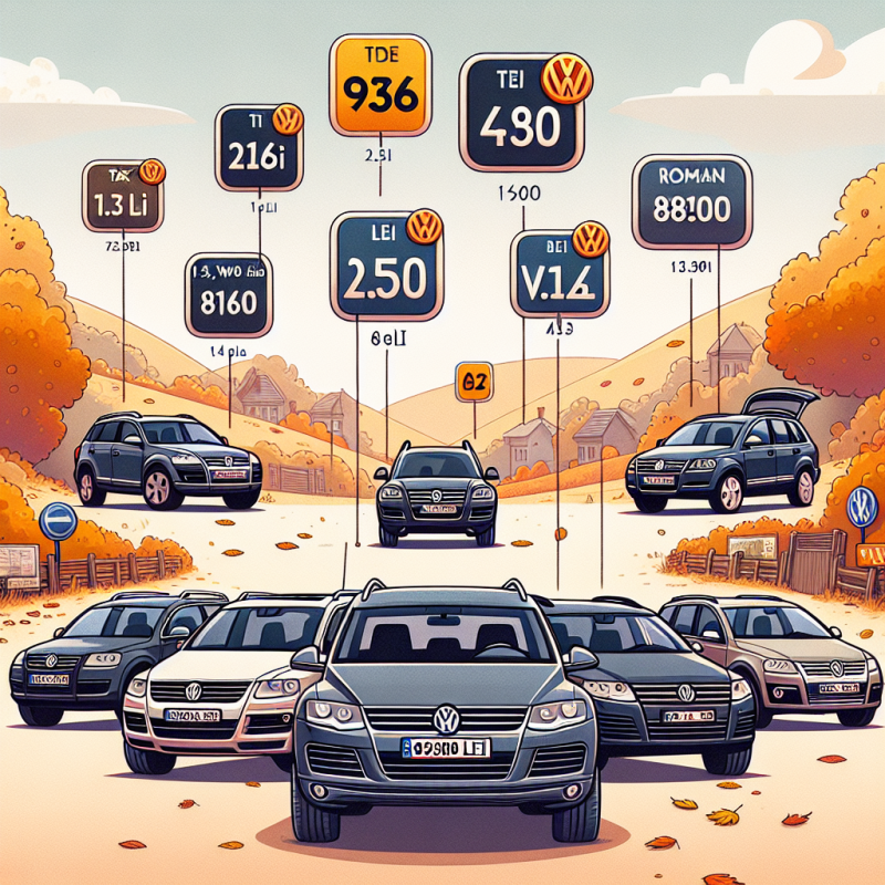 Cum variază impozitul anual al unui Volkswagen Touareg în funcție de motorizare și anul de fabricație?