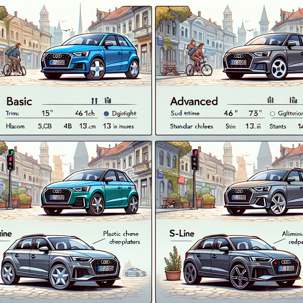 Ce diferențe există între echipările Audi A1 Mk2 (GB): Basic, Advanced, S-line și Citycarver?