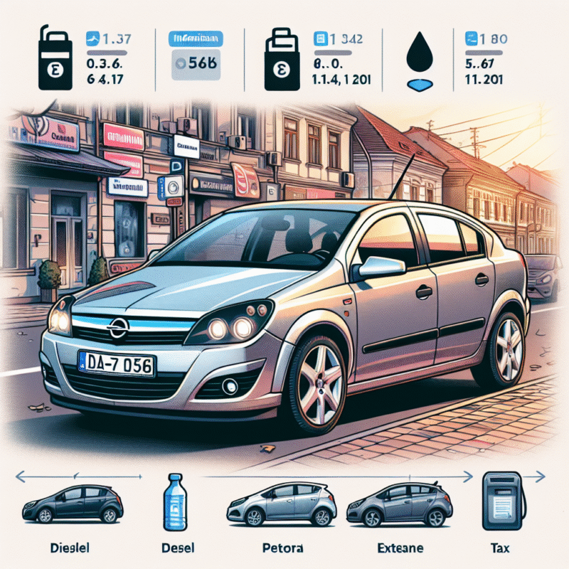 Cât este impozitul pentru motorizările pe benzină și diesel la Opel Astra H?