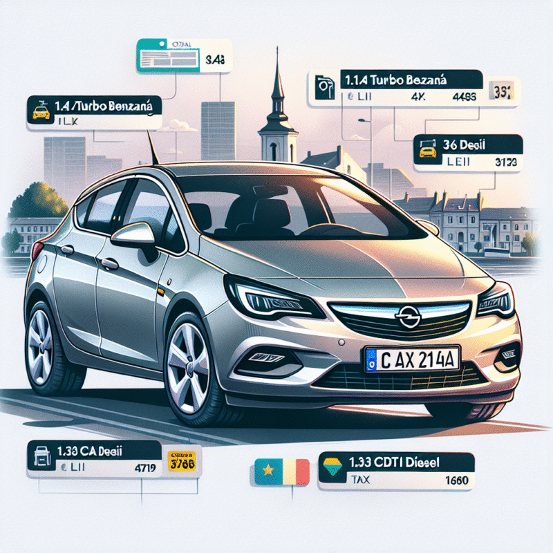 Cât este impozitul pentru motorizările pe benzină și diesel la Opel Astra J?