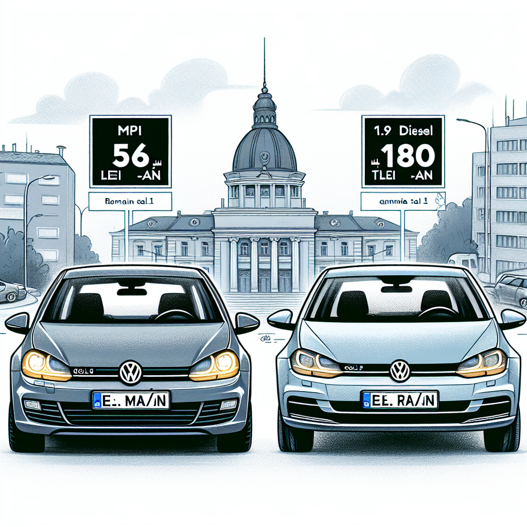 Cât este impozitul pentru motorizările pe benzină și diesel la VW Golf 5?